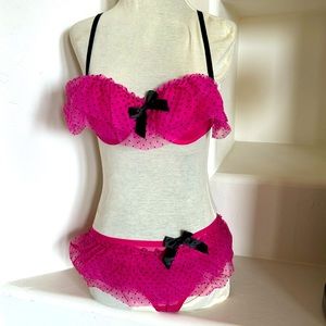 Hot Pink Polka dot Bra & Panty set-NWOT